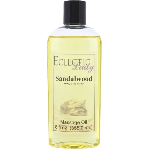 Sandalwood Massage Oil by Eclectic Lady, 8 oz, Sweet Almond Oil and Jojoba Oil