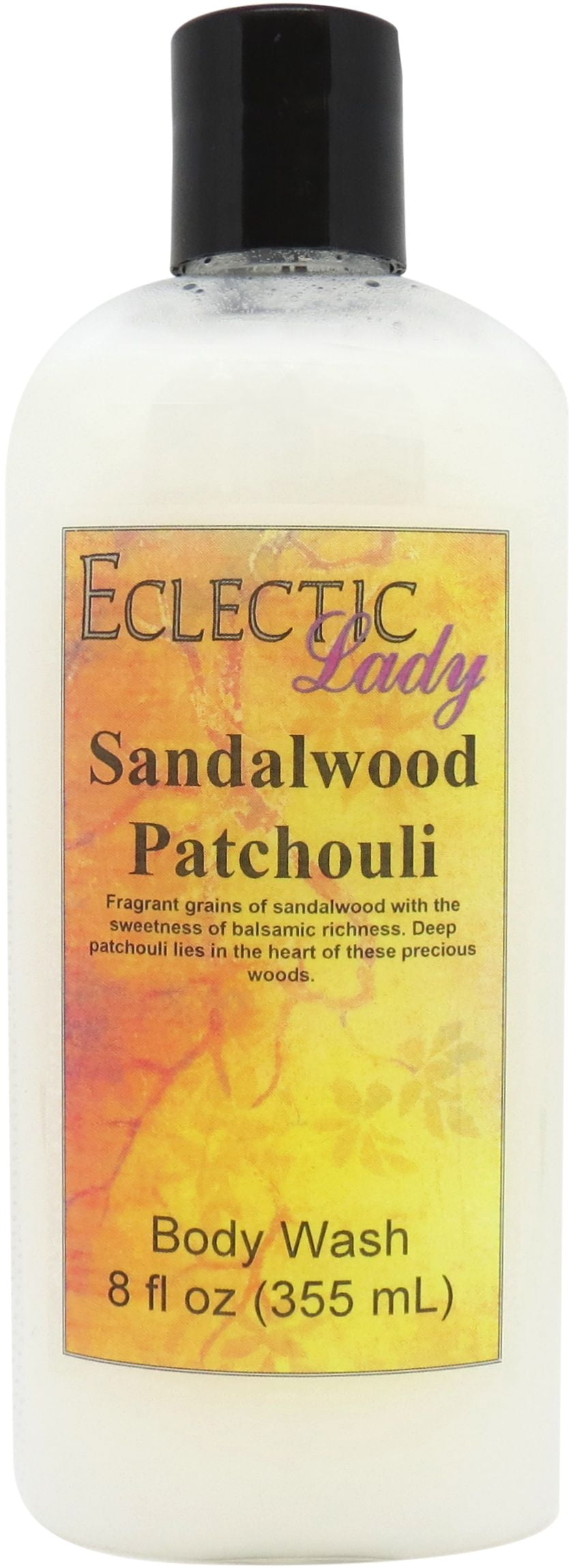 Sandalwood Patchouli Body Wash by Eclectic Lady, Liquid Shower Gel for Women and Men, 8 Ounces