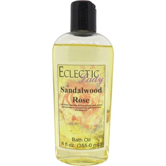 Sandalwood Rose Bath Oil - Scented Body Oil - Relaxing & Moisturizing Bathing Oil - Fragrance Body Oil For Dry & Rough Sensitive Skin - 8 oz