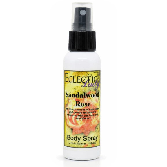 Sandalwood Rose Body Spray, Eclectic Lady, Hydrating Mist, Unisex, 2 oz