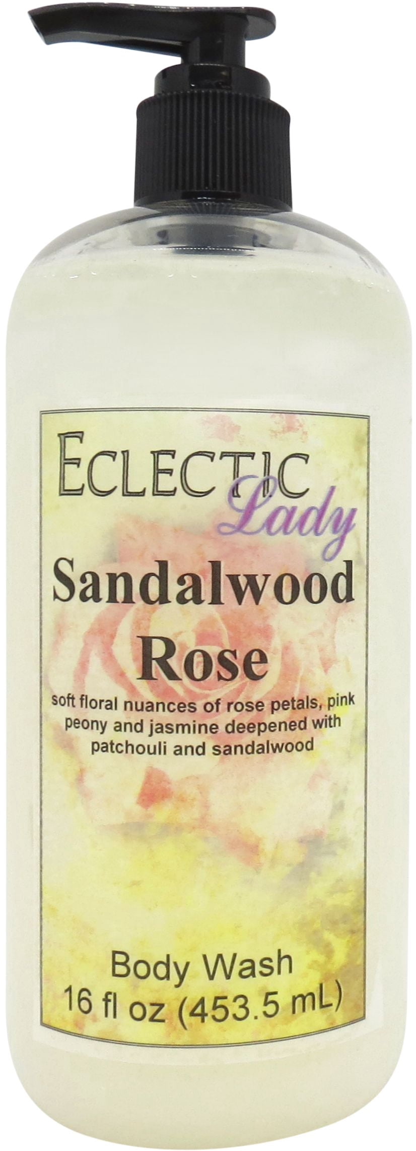 Sandalwood Rose Body Wash by Eclectic Lady, Liquid Shower Gel for Women and Men, 16 Ounces