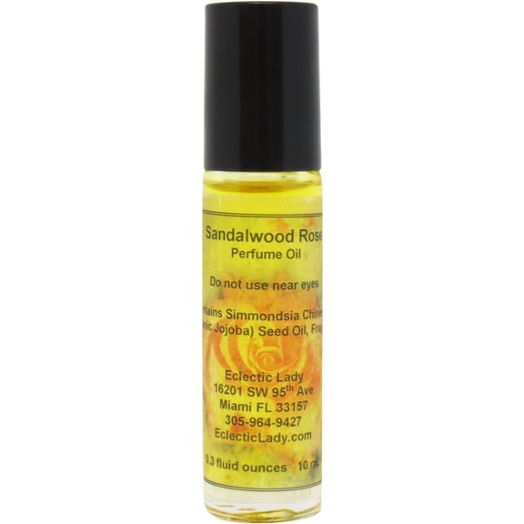 Sandalwood Rose Perfume Oil, 0.3 Oz Portable Roll-On Fragrance