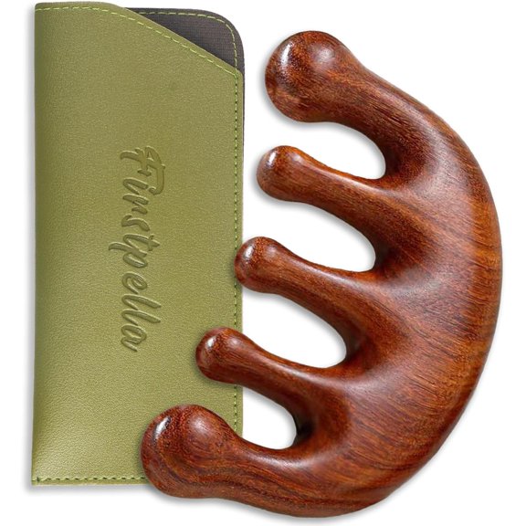 Sandalwood Scalp Detox Comb Set - Tooth Wooden Massage Comb for Hair Growth, Loc Comb Wide Tooth Combs with Gift Bag (Daily Scalp Care Sisterlocks Maintenance)