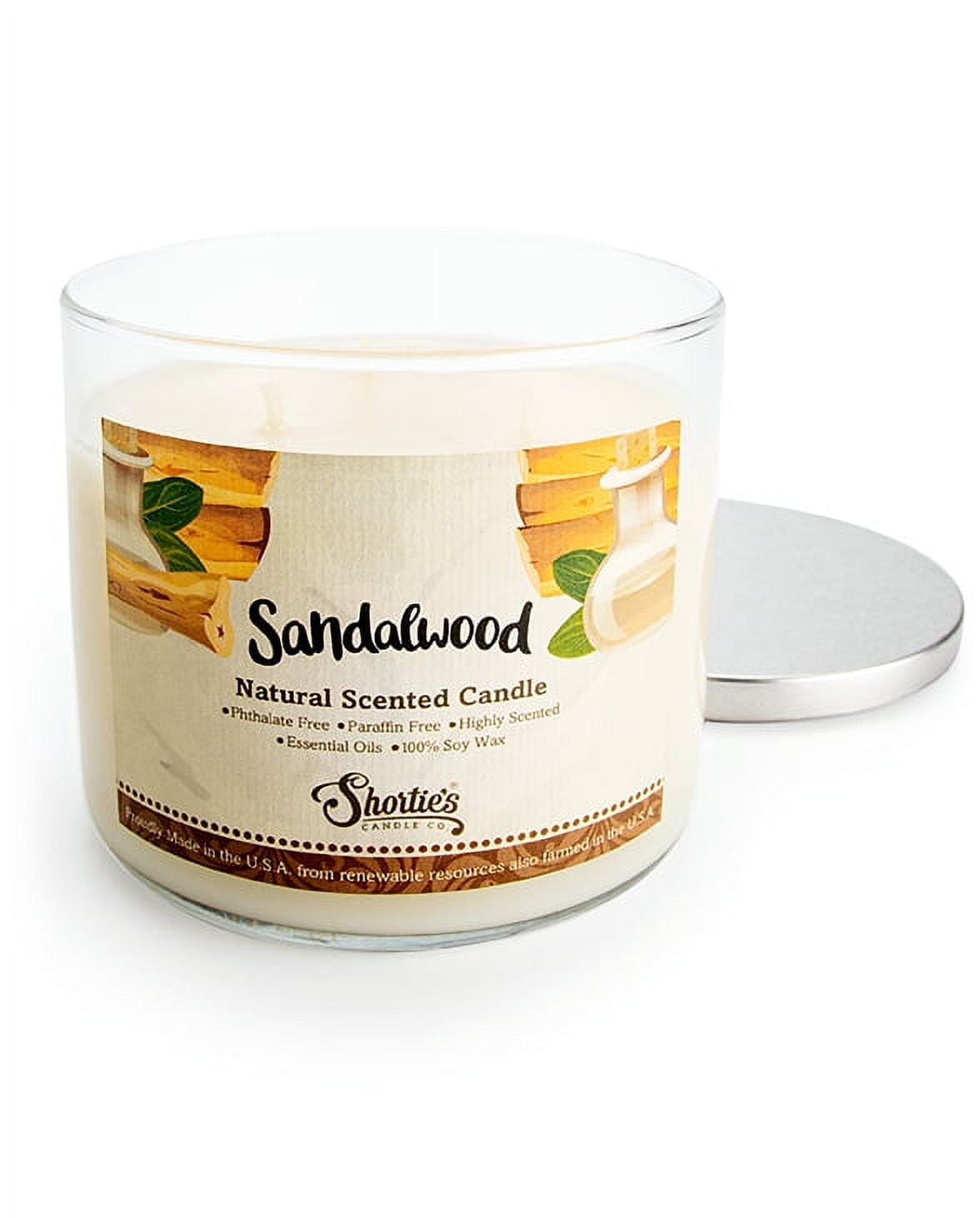 Sandalwood Scented 3 Wick Candle - All Natural - Made with 100% Responsibly Sourced Soy and Essential Fragrance Oils - Phthalate & Paraffin Free, Vegan, Non-Toxic