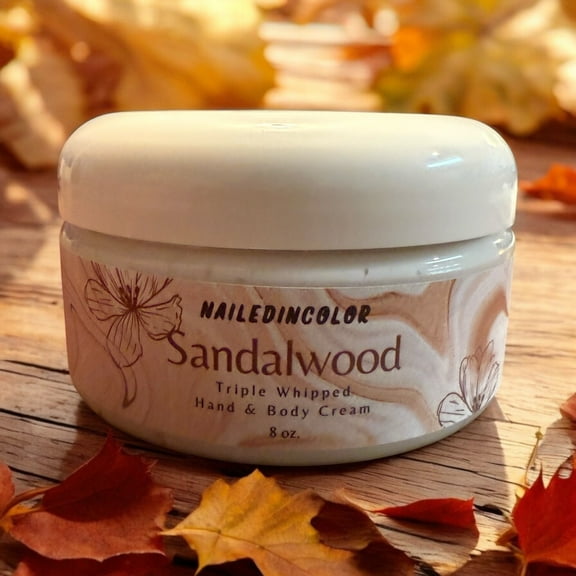 Sandalwood Triple Whipped Hand & Body Cream- Moisturizer-Thick Creamy Dry Skin Relief-Women's Skin Softening 8oz ofLuxury