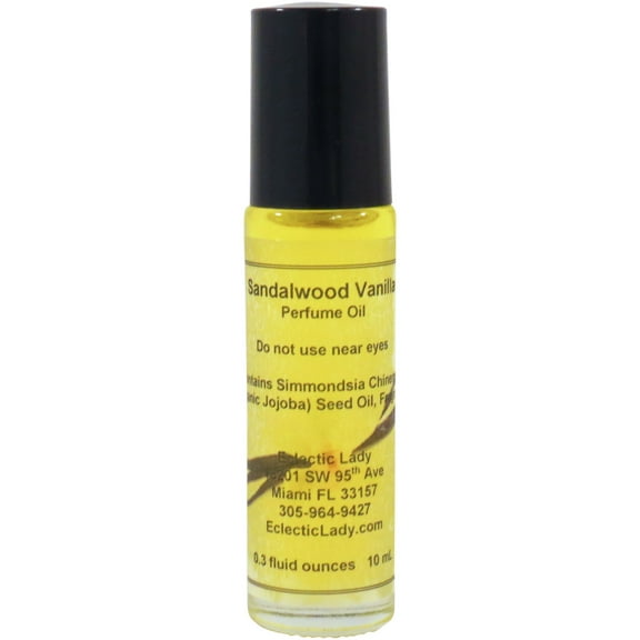 Sandalwood Vanilla Perfume Oil, 0.3 Oz Portable Roll-On Fragrance