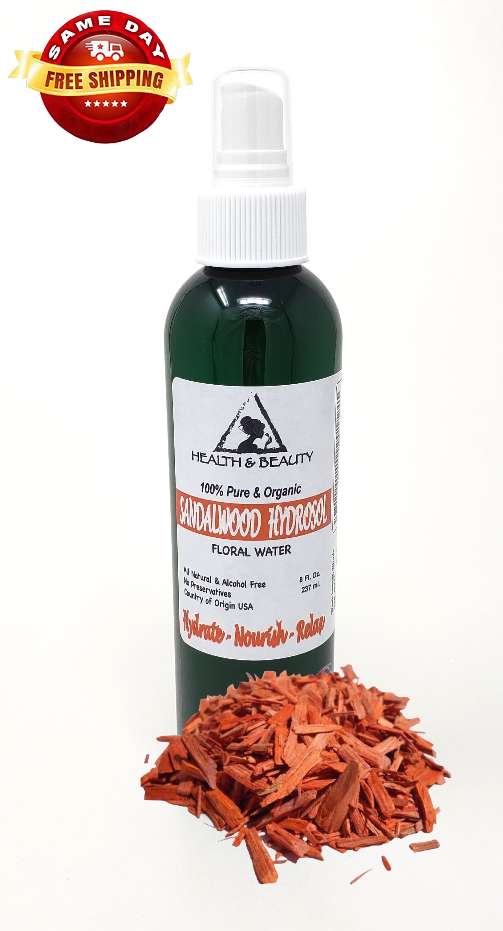 Sandalwood hydrosol organic floral water 100% pure natural spray 8 oz