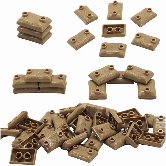 Sandbags Building Block for Minifigures, 150PCS WW2 Custom Army Weapons Accessories for Soldiers Mini Figures, DIY Building Block Accessory Kit