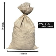 Sandbags For Flooding - Size: 14" x 26" - Beige - Sandbags Empty - Sandbags Wholesale Bulk - Sand Bag - Flood Water Barrier - Water Curb - Tent & Store Bags (100 Bags)
