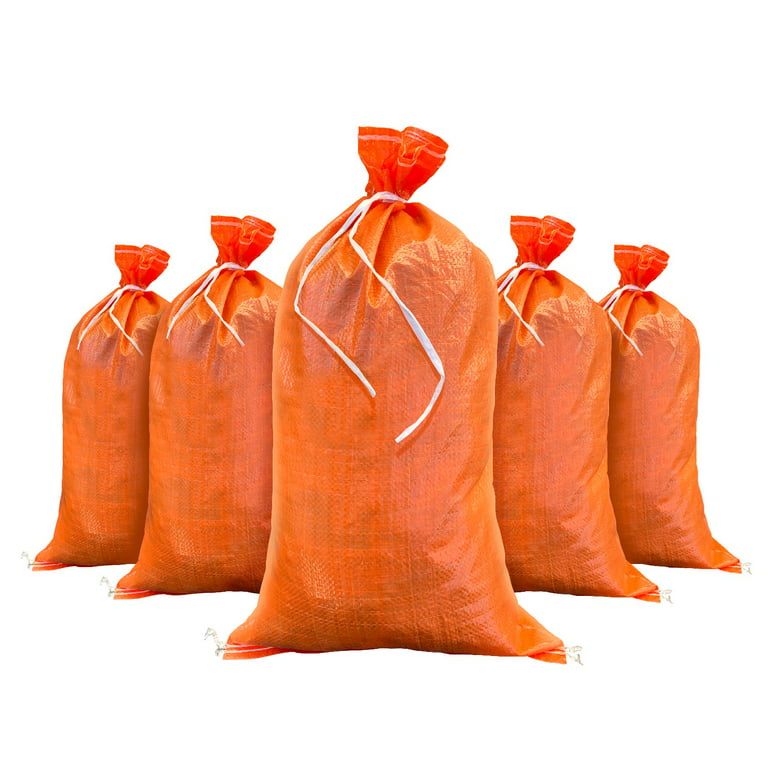 Sandbags For Flooding - Size: 14 x 26 - Orange - Sandbags Empty -  Sandbags Wholesale Bulk - Sand Bag - Flood Water Barrier - Water Curb -  Tent & Store Bags (10 Bags) 
