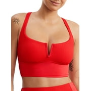 Sanctuary RED HOT Sandbar Solids V-Wire Cropped Bikini Swim Top, US Small