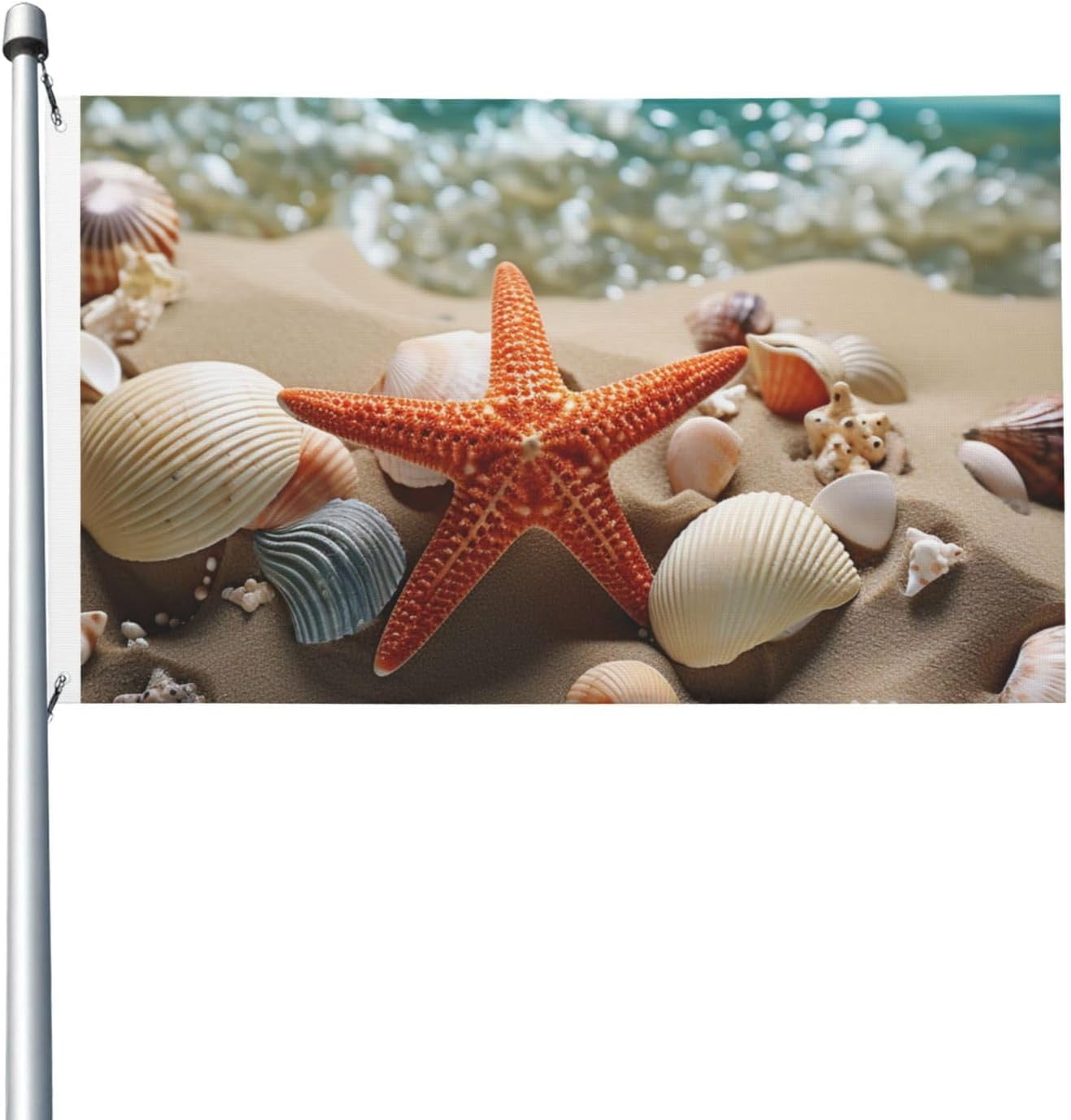 Sandbeach Shell Starfish Flag 3x5 ft Flags for Outside Funny Banner ...