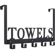 Sandblasted Black Manganese Steel over the Door Towel Rack 5 Hooks