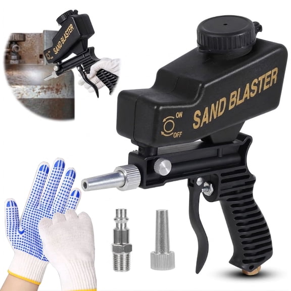 Sandblaster Gun for Air Compressor-Handheld Sandblaster for Metal,Wood Paint/Rust Removal,Cabinet and Glass Etching(Black)