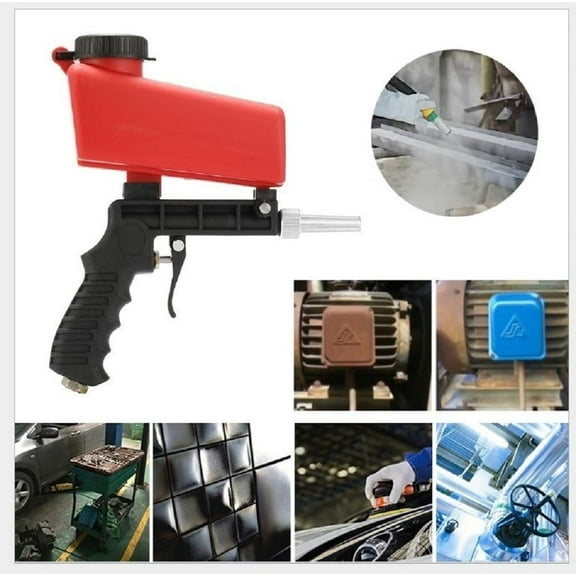 Sandblaster Sand Blaster Gun Kit, Portable 90psi Gravity Sand Blasting Spray Tool, Pneumatic Sandblaster for Stains, Rust & Clean Surfaces(Red)