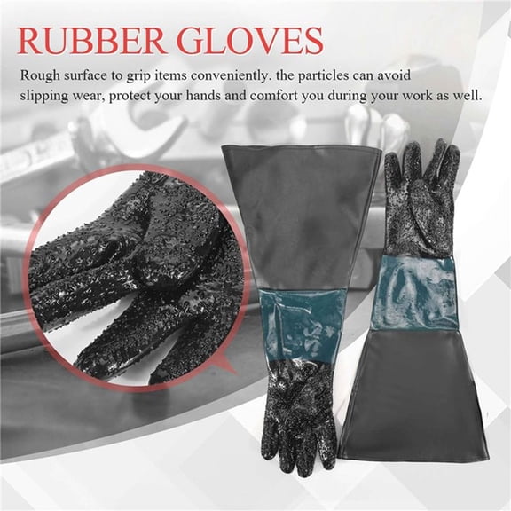 Sandblasting Gloves SandBlaster Parts 60cm with O Rings for Sandblast Cabinet