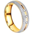 thumbnail image 1 of Sandblasting Stainless Steel Dome Ring for Men Women Silver Gold Wedding Band Rings with Cubic Zirconia Size 6-11, 1 of 6