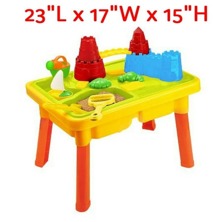 Sandbox Castle 2-in-1 Sand and Water Table with Beach Playset 23"L x 17"W x 15"H.