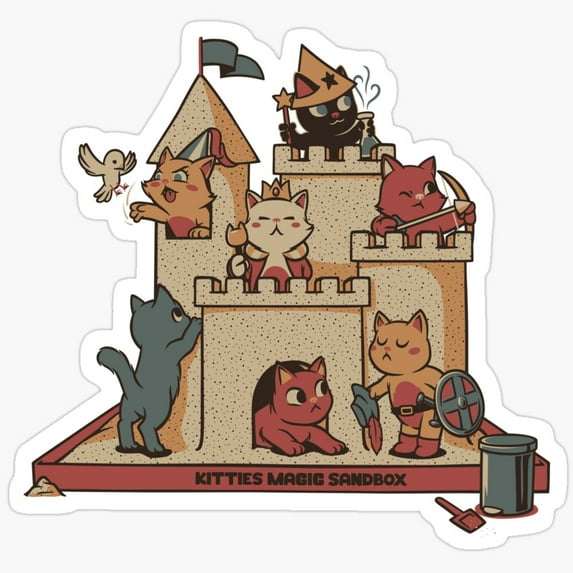 Sandbox Summer Cat Spring Break Sticker Phone Decal Water Bottle ...