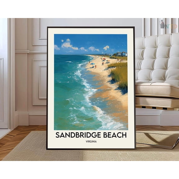 Sandbridge Beach Wall Art Print, Virginia Coastal Shore Travel Decor