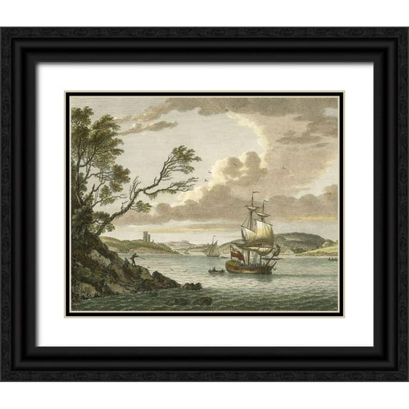 Sandby, P. 18x15 Black Ornate Wood Framed with Double Matting Museum Art Print Titled - Benton Castle, Milford Haven