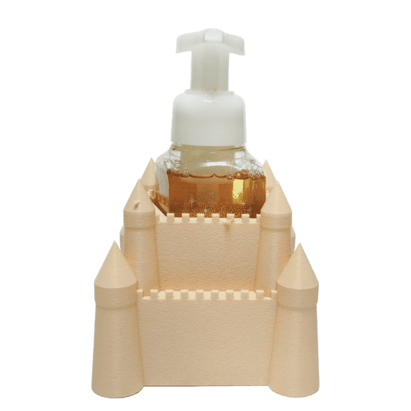 Sandcastle Foaming Soap Holder BBW Foaming Bottle Stand 3D Printed Beach Coastal Bathroom Decor