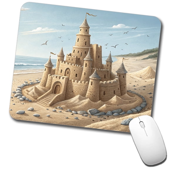 Sandcastle On Beach Mouse Pad Low Profile Gaming Mat