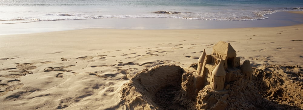 Sandcastle On The Beach Hapuna Beach Big Island Hawaii USA Canvas Art - Panoramic Images (27 x 9)