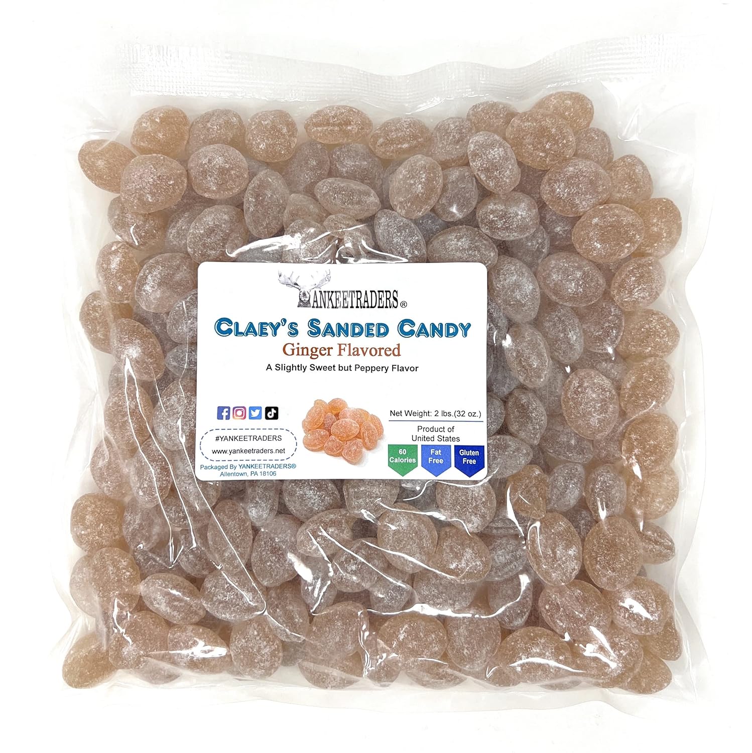Sanded Candy Drops, Ginger, 2 Pound