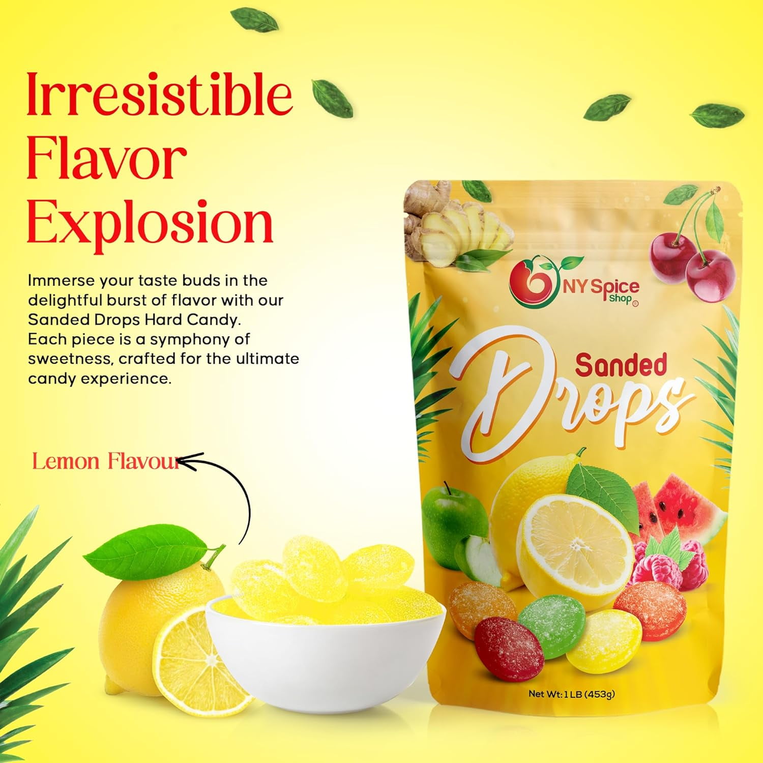 Sanded Lemon Drops 3 Pound Lemon Hard Candy Old Fashioned Candy