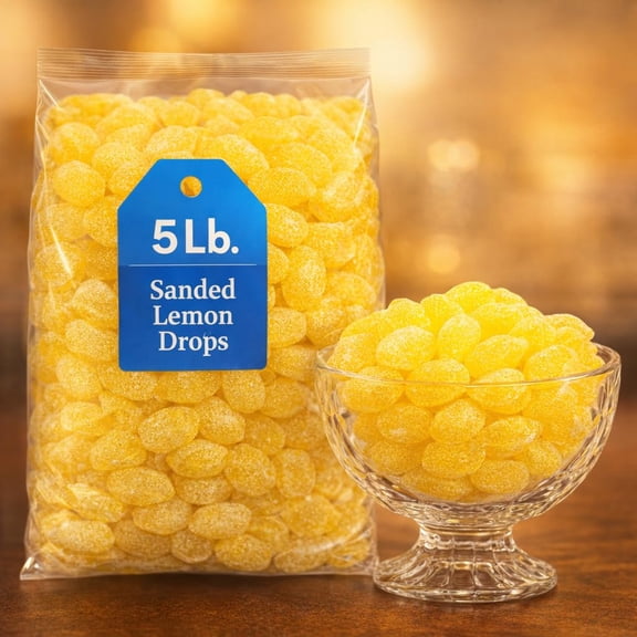 Sanded Lemon Drops  5 lb Bag, Classic Sugar-Coated Hard Candy, Bulk Citrus Candy, Perfect for Snacking & Candy Bowls
