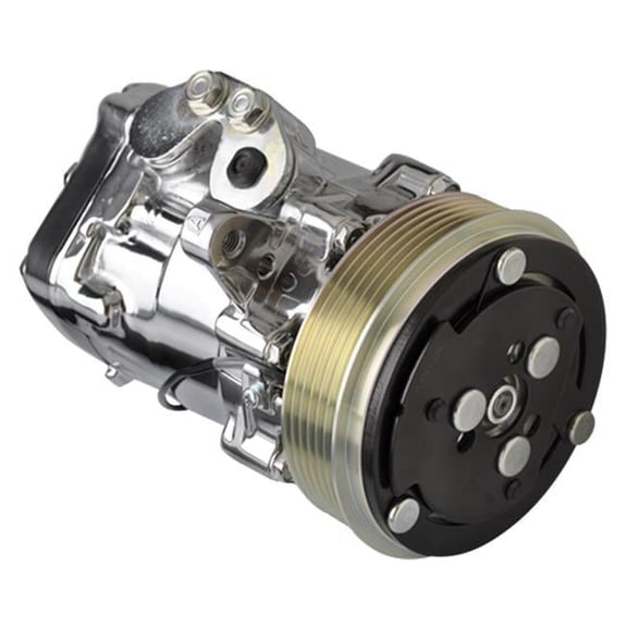 Sanden SD-7 Air Conditioning Compressor with 7 Rib Serpentine Pulley - Polished