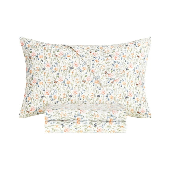 Sanders Blooming Haven 4 Piece Full Sheet Set, Multi colored