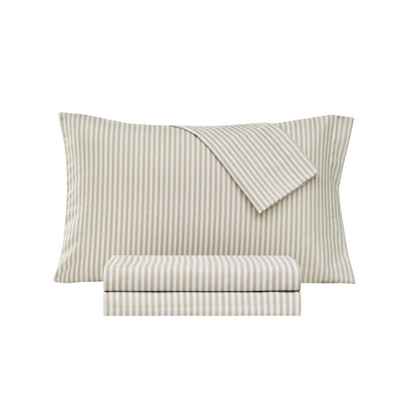 Sanders Coastal Printed Microfiber 4-Pc. Sheet Set, Queen - Taupe Beach Stripe