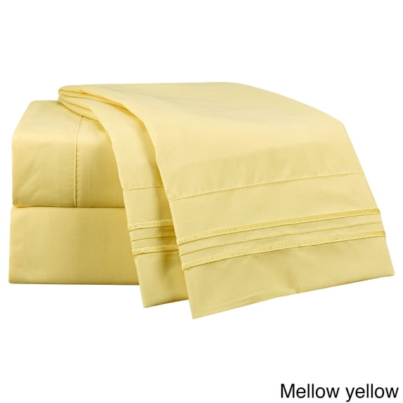 Sanders Collection Clara Clark Bright Bed Sheet Set Mellow Yellow Deep Pocket, Extra Deep Pocket Twin