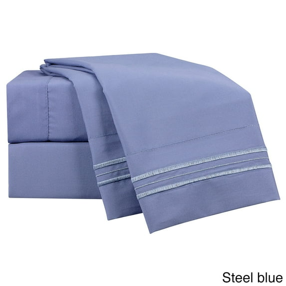 Sanders Collection Clara Clark Bright Bed Sheet Set Steel Blue Deep Pocket King