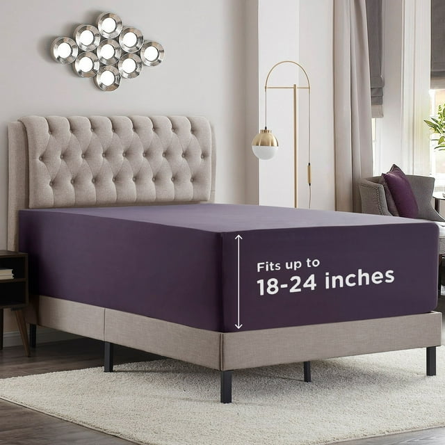 Sanders Collection Empyrean Bedding Extra Deep Pocket Microfiber Fitted Sheet Set Eggplant - Full