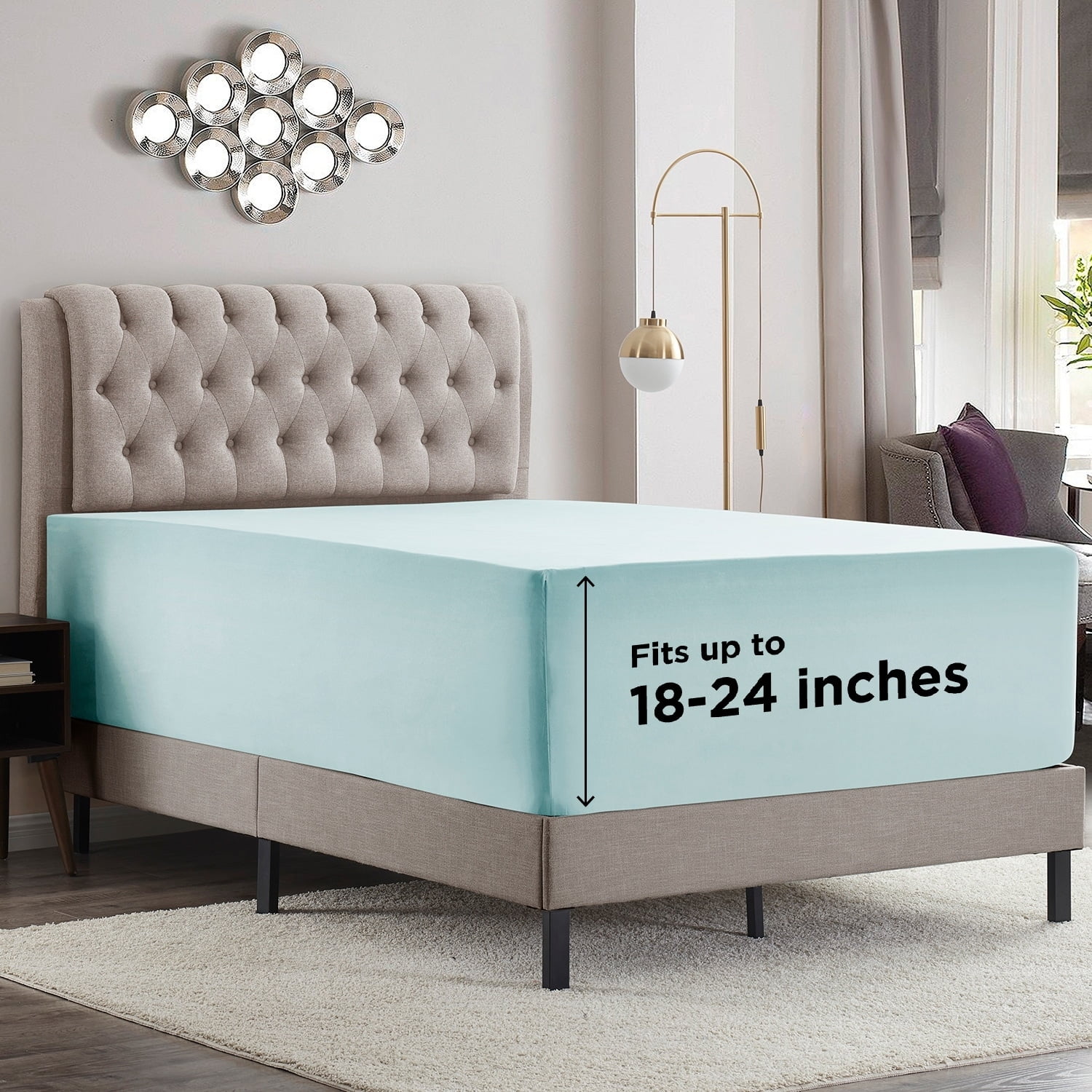Light Blue Queen Microfiber Deep Pocket Fitted Sheet