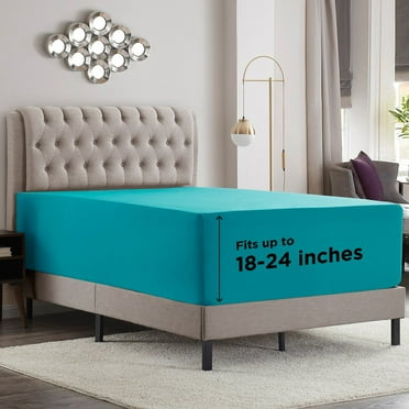 Sanders Collection Empyrean Bedding Extra Deep Pocket Microfiber Fitted Sheet Set Teal - California King