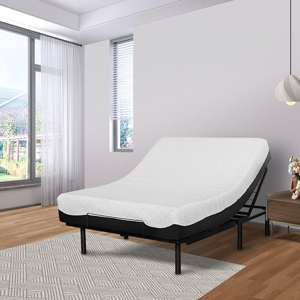 Queen Black Metal Adjustable Bed Frame with Wireless Remote