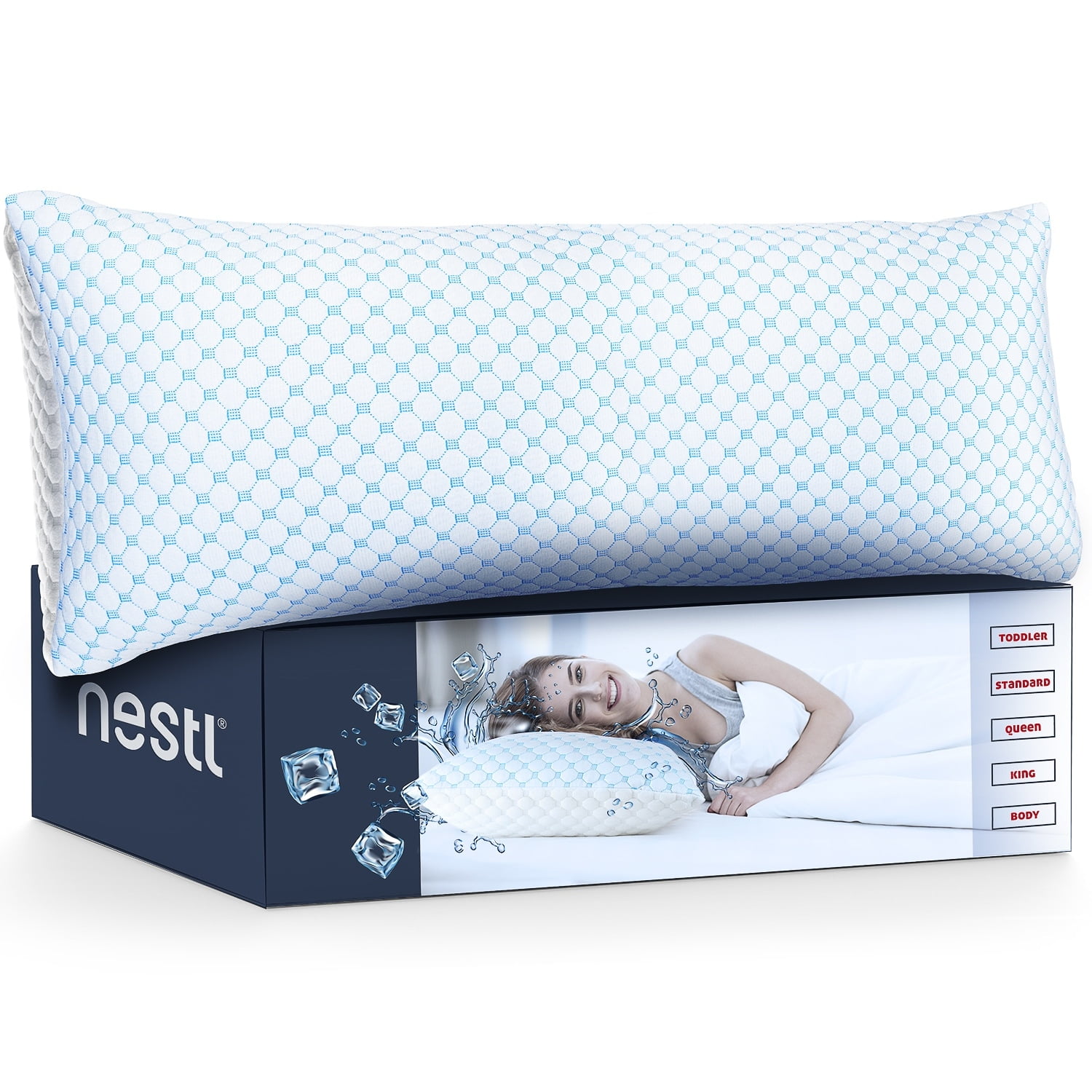 Cooling Gel Memory Foam Body Pillow with Reversible Cover