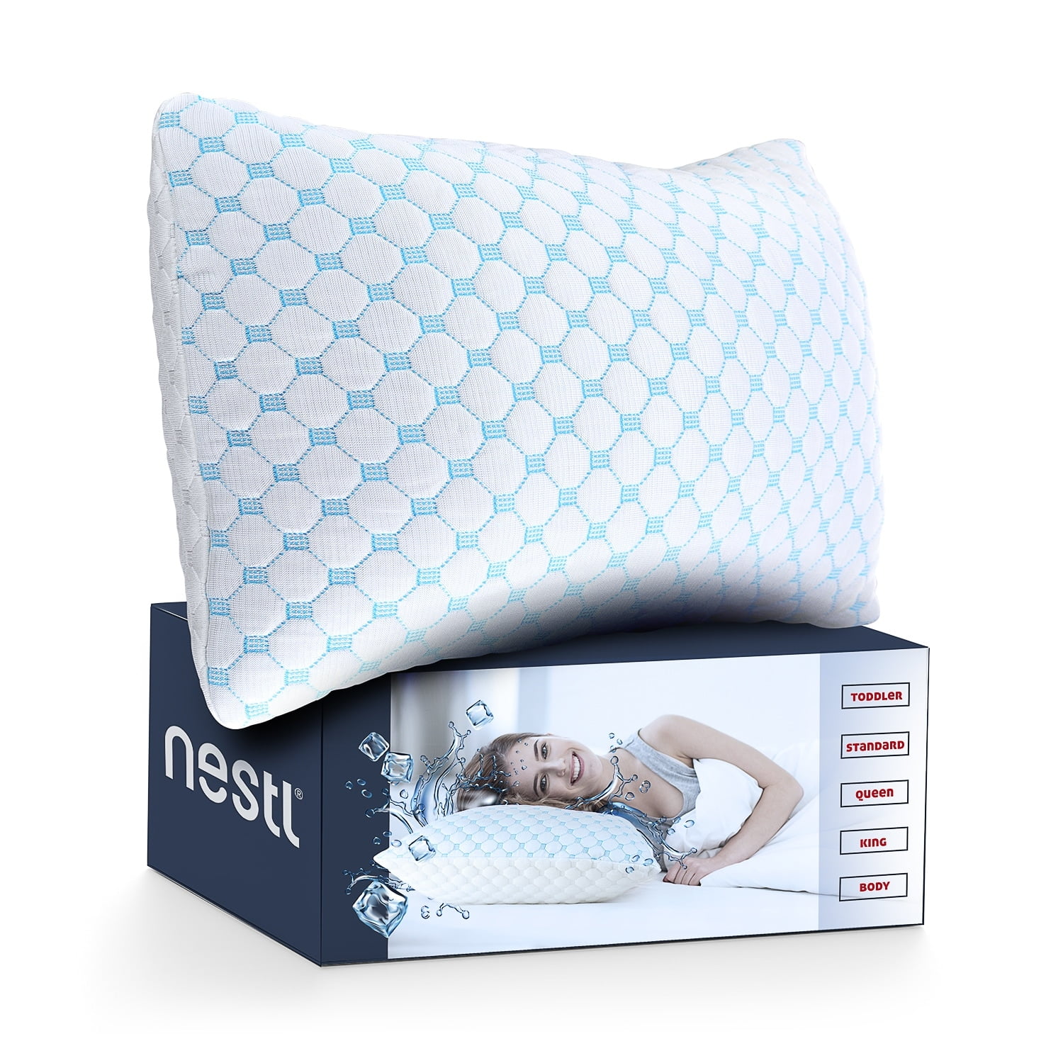 Toddler Size White Memory Foam Cooling Pillow with Gel Infusion