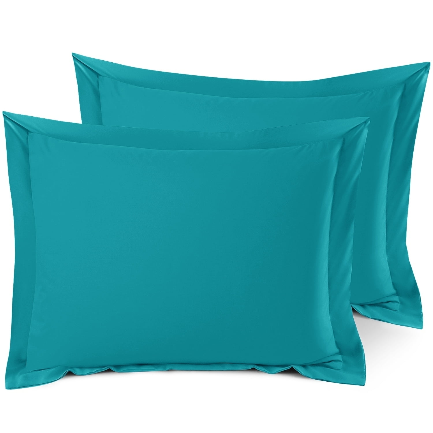 Teal Cotton Polyester Hypoallergenic Standard Pillow Shams Set