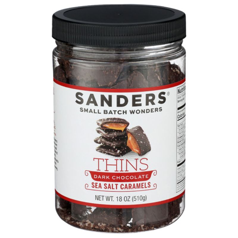 Sanders Fine Chocolates Dark Chocolate Sea Salt Caramel Thins 18 oz