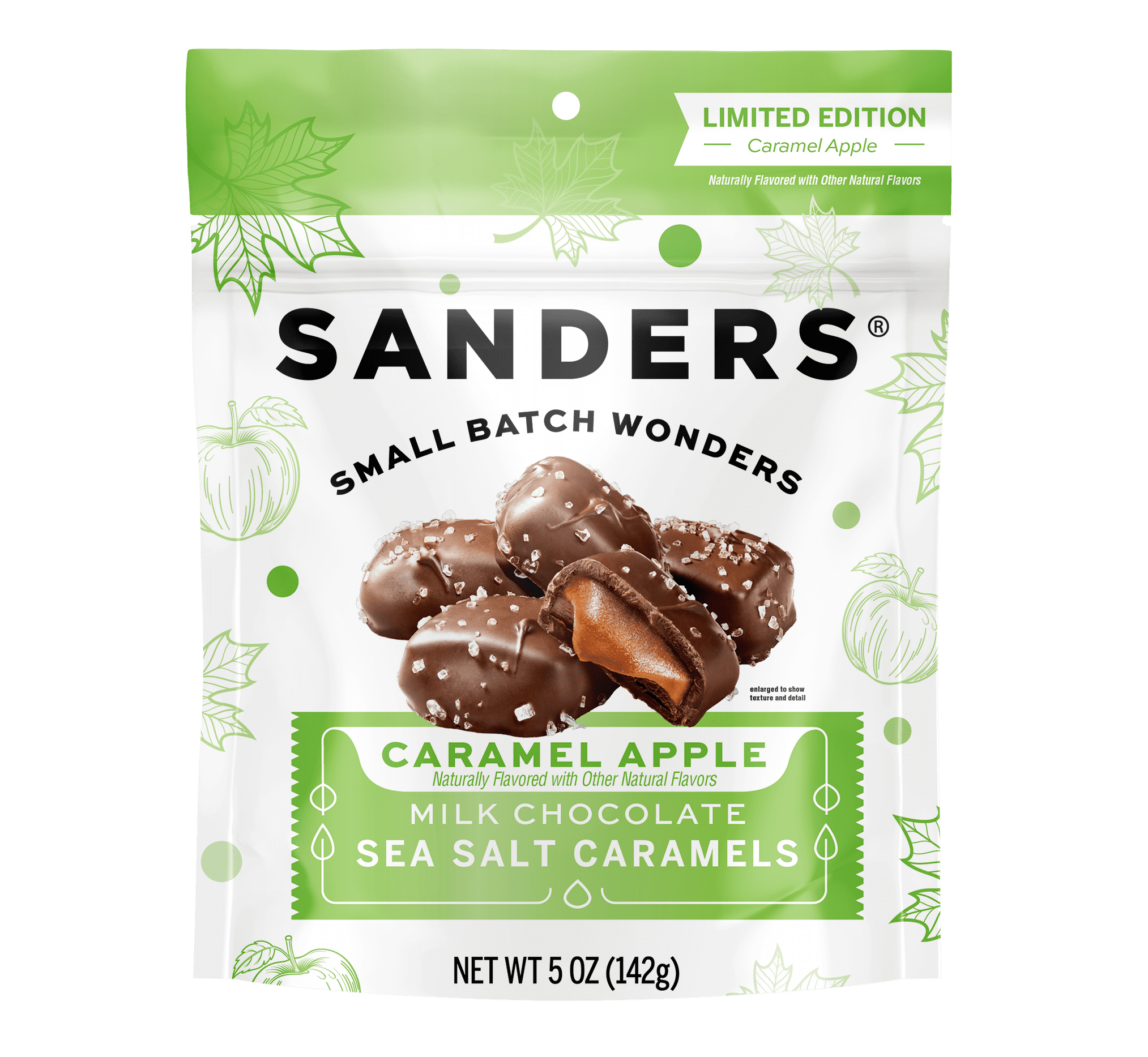 Sanders Milk Chocolate Covered Caramel Apple Flavored Caramels, 5 oz Bag