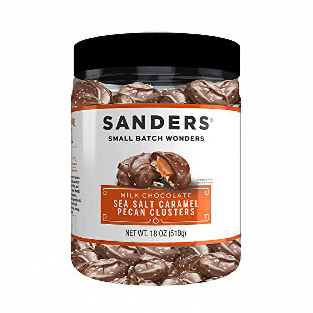 Sanders Milk Chocolate Sea Salt Caramel Pecan Clusters 18 oz Tub