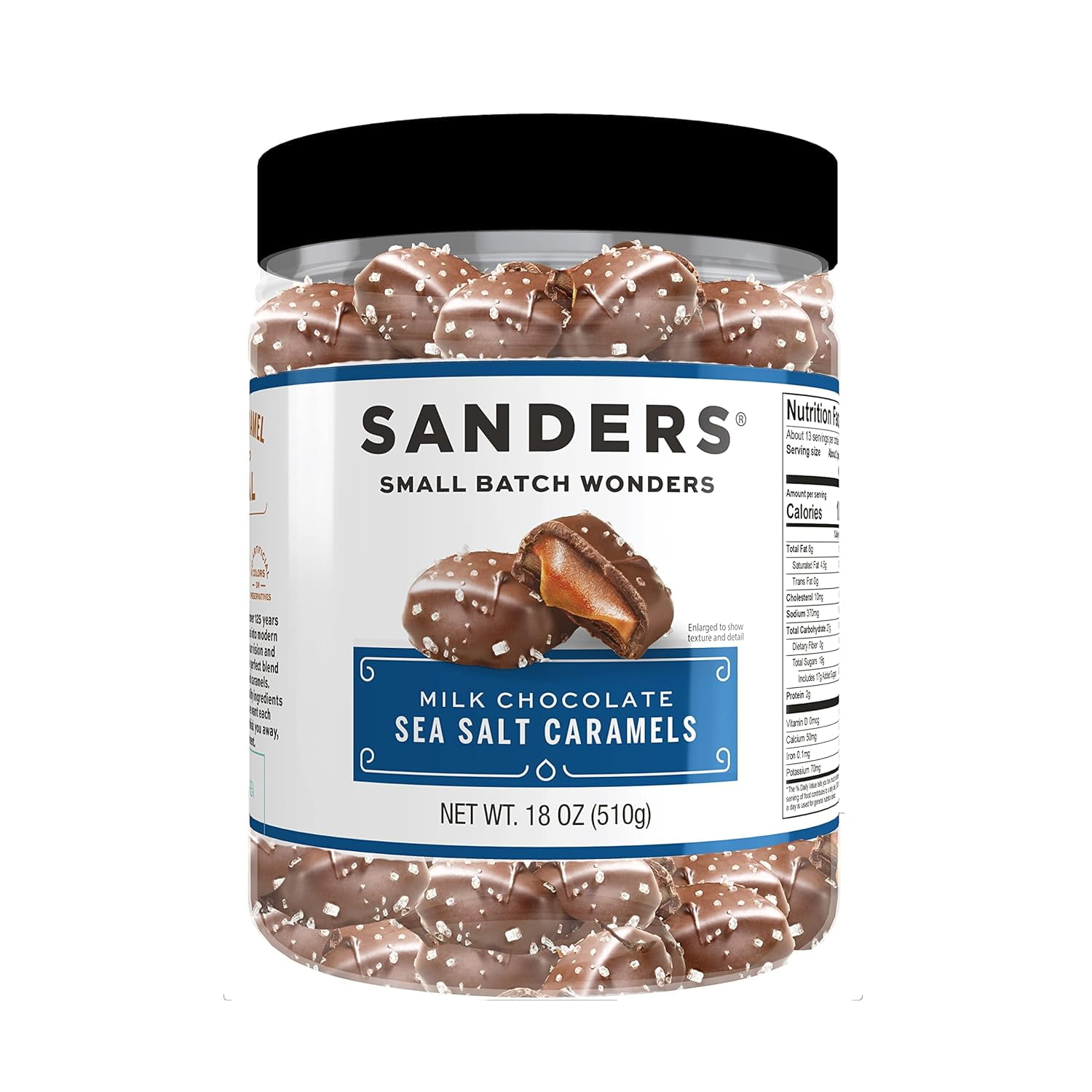 Sanders Milk Chocolate Sea Salt Caramels 18 Oz Tub