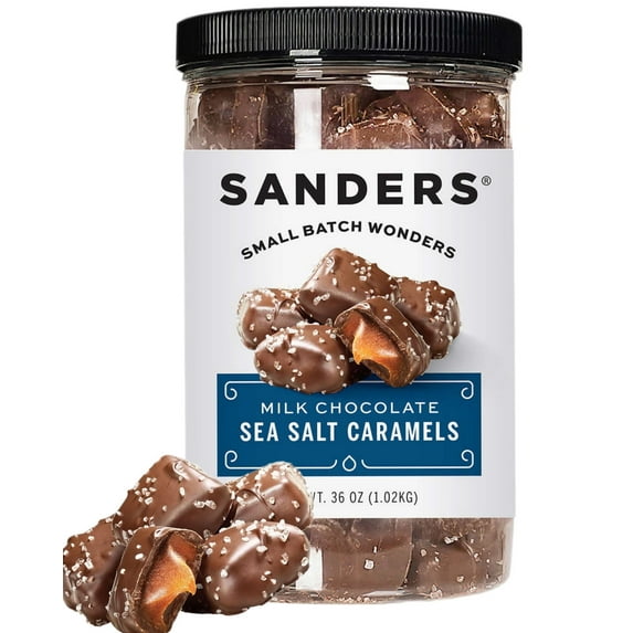 Sanders Milk Chocolate Sea Salt Caramels, Handcrafted Small Batch, 36 oz