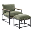 thumbnail image 1 of Sanders Sling Chair & Ottoman Matte Black Metal Frame in Green Chenille Fabric, 1 of 10