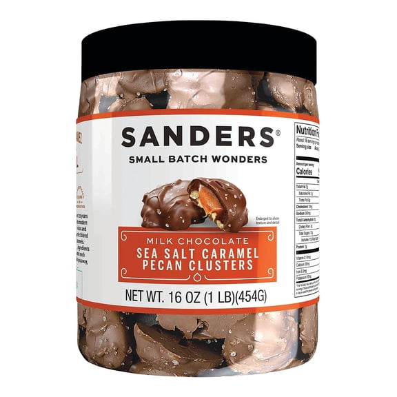 Sanders Small Batch Wonders Milk Chocolate Sea Salt Caramel Pecan Clusters 16Oz.